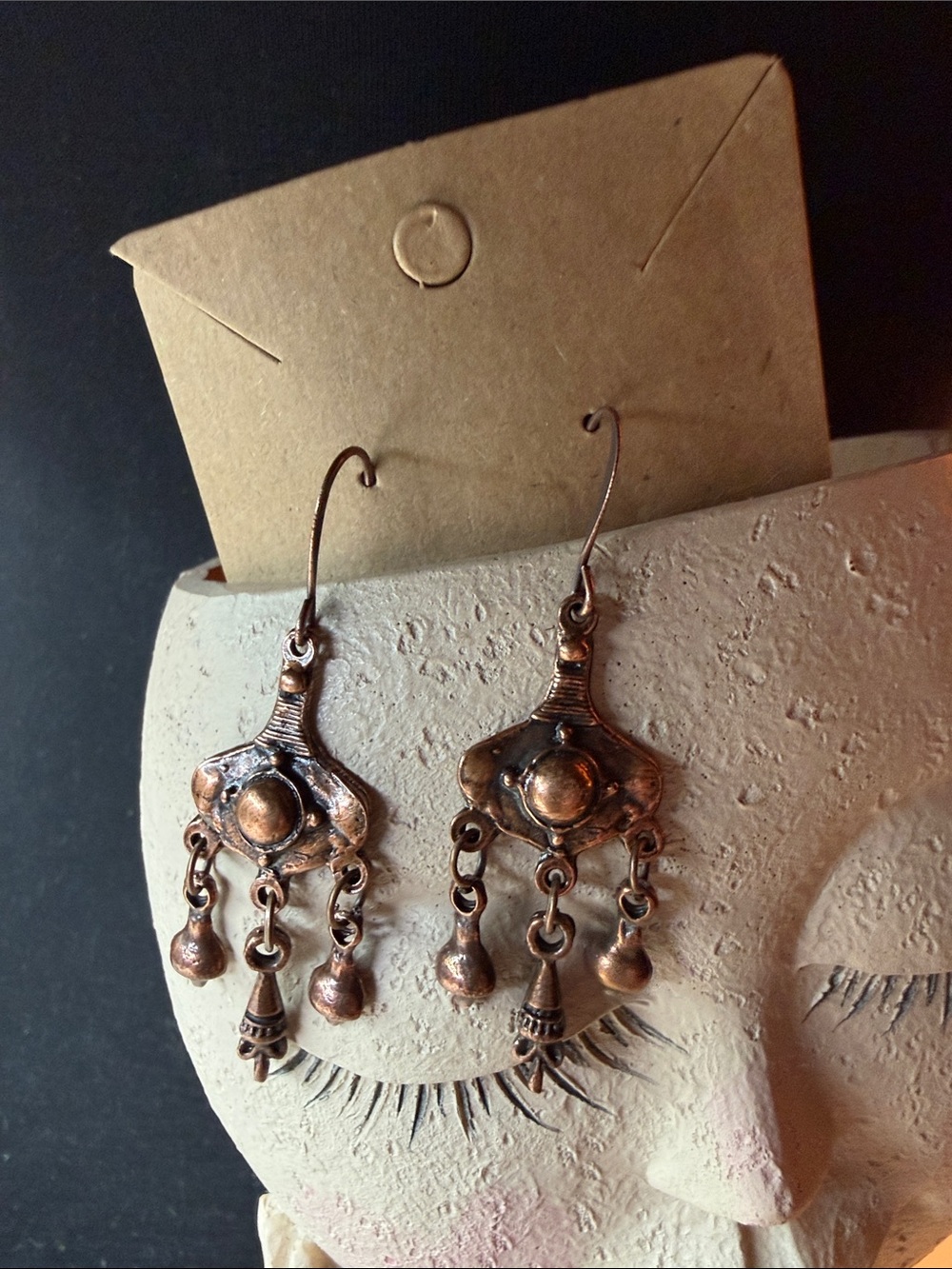 Handcrafted Copper Dangle Chandelier Earrings - Boho Women Jewelry
